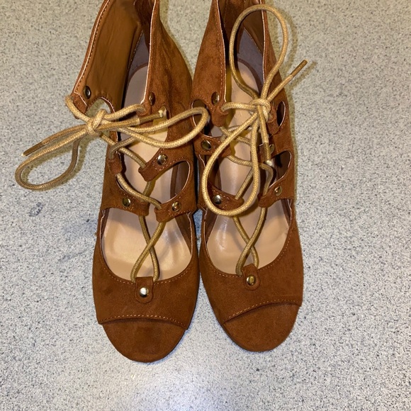 Like New Brown Suede Lace Up Bootie - Picture 2 of 3